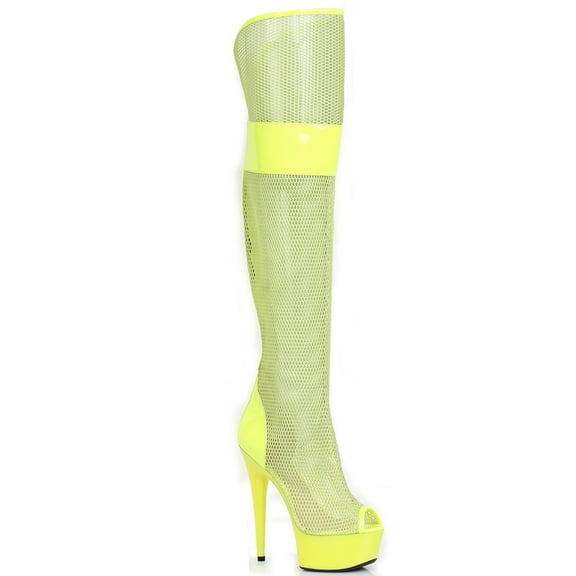 609-IVY, 6" Peep Toe Thigh High Mesh Boot