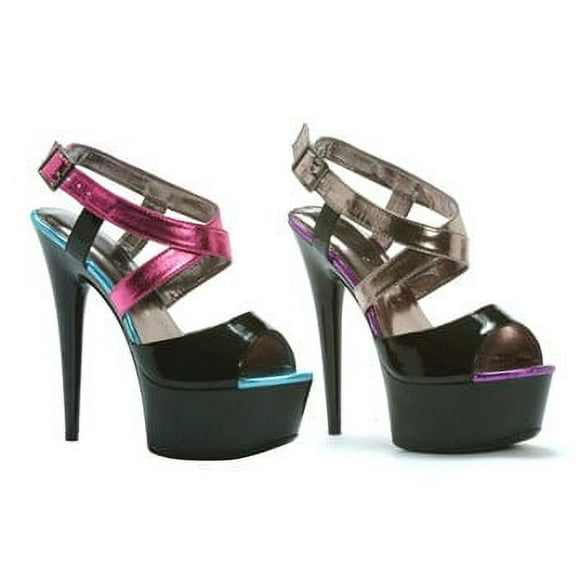 609-PAPAYA, 6'' Peep Toe  With Color Blocking