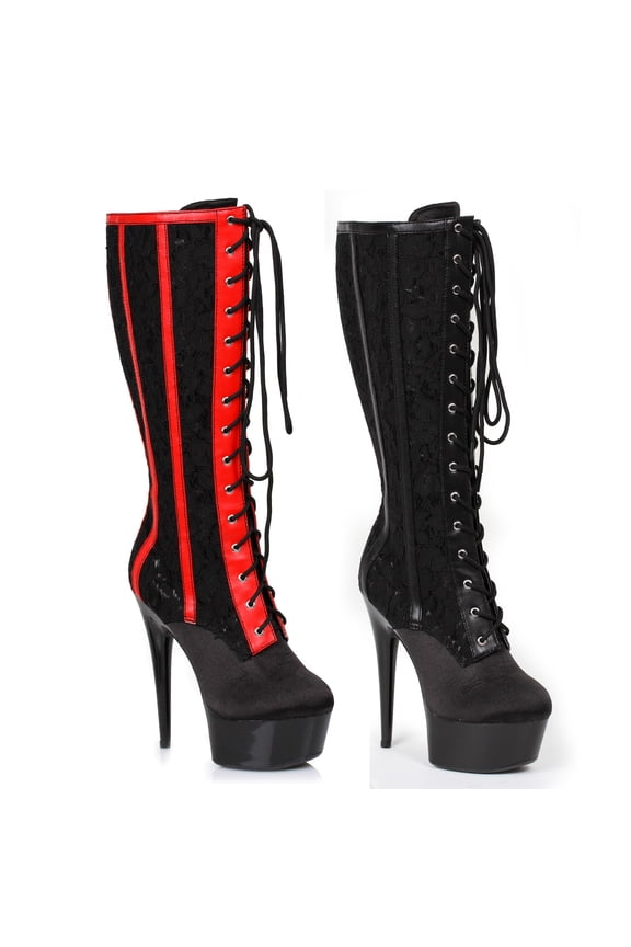 609-RAVEN-L, 6" Lace Knee High Boot