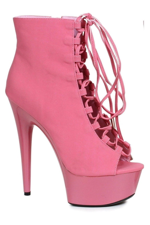 609-REVERSE Womens 6 Heel Lace Up Side Zipper Peep Toe Ankle Bootie Black Velvet / 11