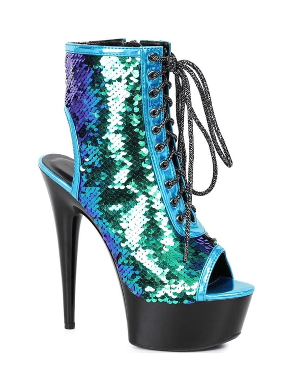 609-TINSLEY, 6" Peeptoe Sequined Ankle Bootie.