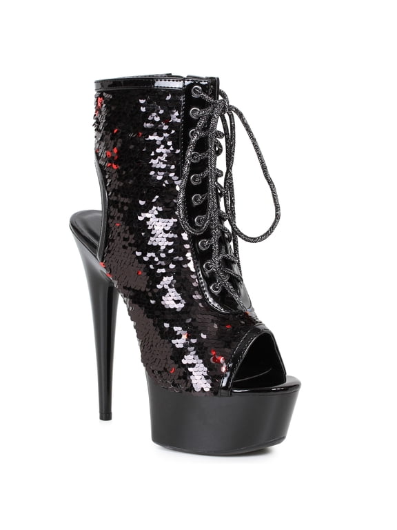 609-TINSLEY, 6" Peeptoe Sequined Ankle Bootie.