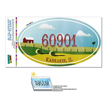 60901 Kankakee, IL - Farm Rural - Oval Zip Code Sticker
