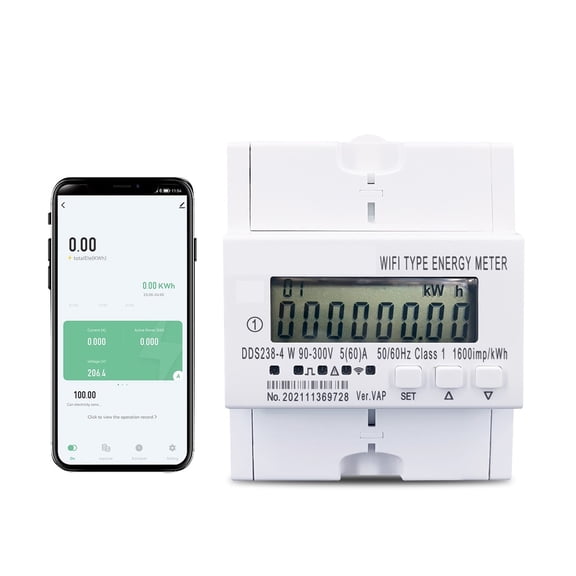 60A 90-300V TUYA Single Phase Smart Energy Meter Kwh Monitoring Circuit Breaker Timer With Voltage Current Protection RS485 ,User-Friendly