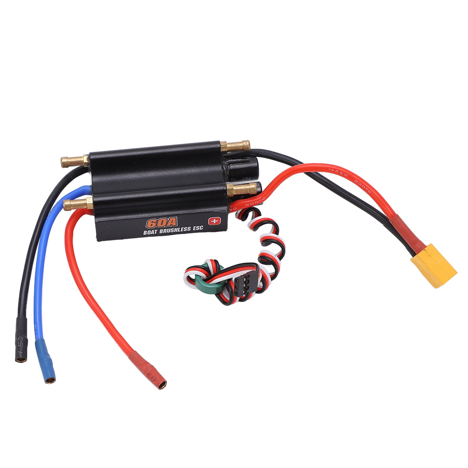 60A Brushless Electronic Speed Controller With XT60 Plug BEC Switch Waterproof RC Boat ESC Black
