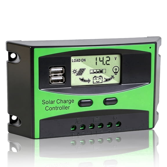 AeternaSol 60A Mppt 12V/24V Auto Detection Solar Charge Controller with Lcd Display & Dual Usb Output for Solar Power Systems