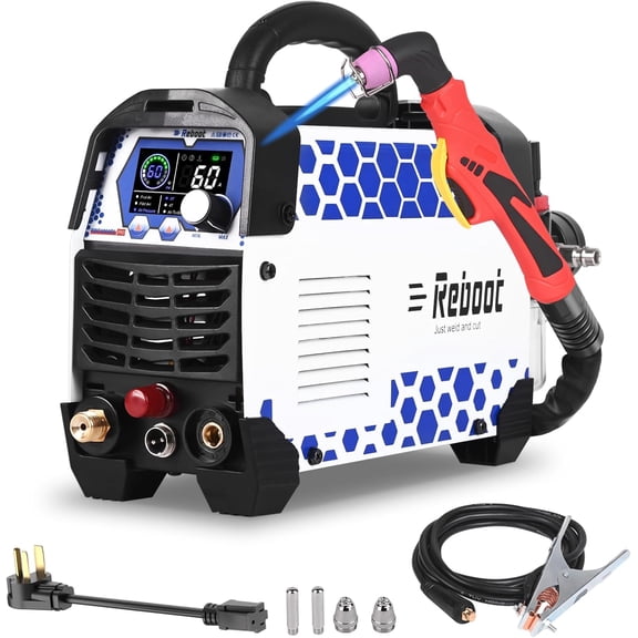 60A Plasma Cutter 2025, Pilot Arc Non-Contact Cutting, 120V/240V Dual Voltage,Large Digital Smart Screen, Enhanced for Metal/Mesh/Stainless Steel, 1/2'' Clean Cut 3/4
