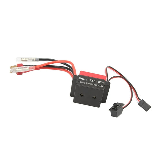 60A RC Brushed ESC 6V 2A Speed Controller with T Plug for Traxxas HSP Redcat 1/10 Cars Red