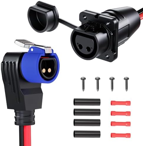 48v Motor 60A Trolling Motor Plug & Receptacle Set - 8 Gauge 2-Wire Waterproof Connector For 12V-s 12V-48V Boat Motor Connector