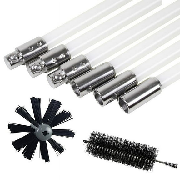 60Cm Chimney Cleaner Cleaning Brush + Rod Set Kit Rotary Sweep Fireplace