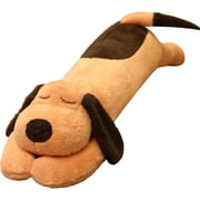Long Body Pillow Soft Plush Dog Stuffed Animal, Fluffy Sleeping Companion for Kids & Adults, 23.62in - Brown