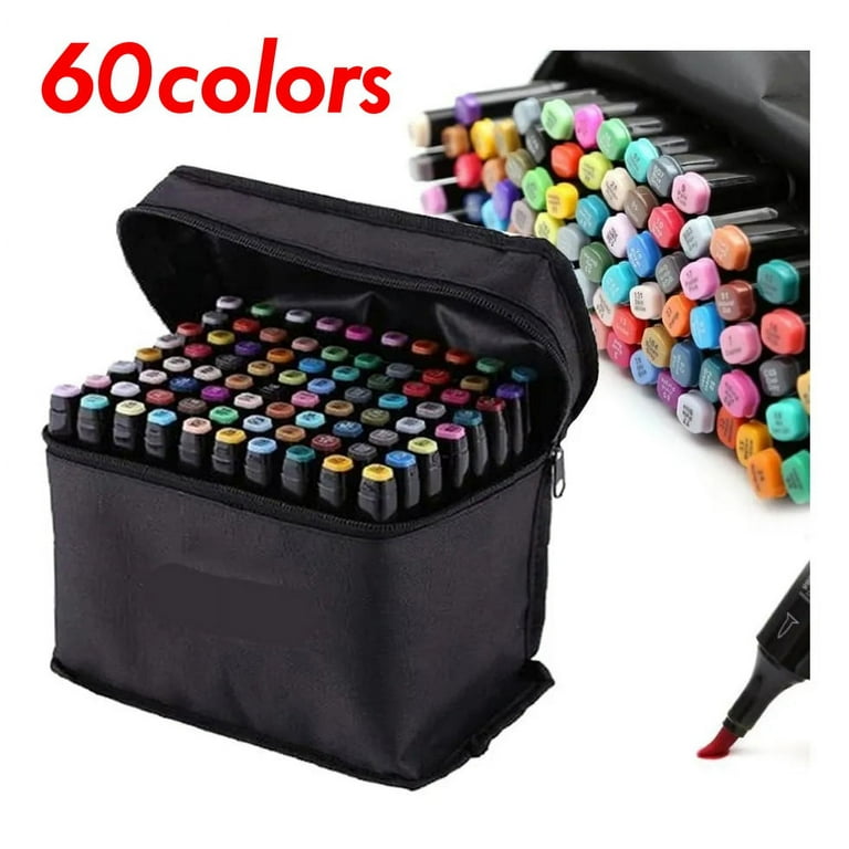60Colors Set Markers Pen Marker Pen Black 