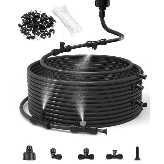 60FT Misters for Outside Patio Misters for Cooling (22 Mist Nozzles) Outdoor Water Patio Hose Greenhouse Mister System Outside Mist Backyard Trampoline for Waterpark Watering Misters for Cooling