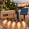 60FT Solar Outdoor String Lights Dimmable Waterproof Patio Lighting ...