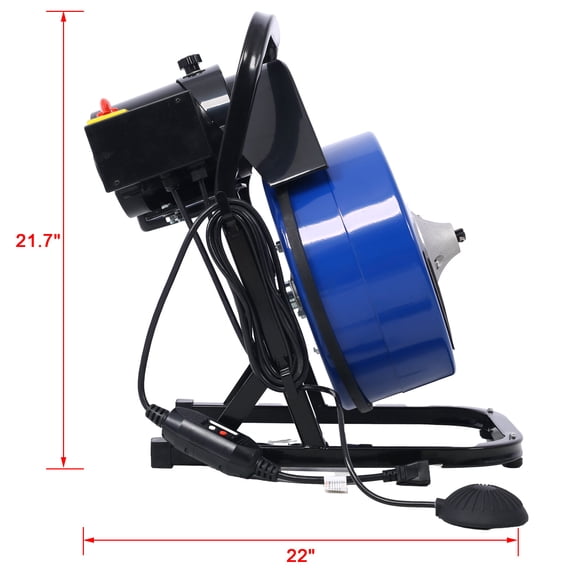 60FTx1/2Inch Drain Cleaner Machine Electric Drain Auger with 4 Cutter & Foot Switch Drain Cleaner Machine Sewer Snake Drill Drain Auger Cleaner for 1" to 4" Pipes,