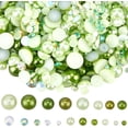 thumbnail image 1 of 60G Half Rhinestones Green Flatback Rhinestone Half Round Pearls Plastic Imitation Pearl Beads Flat Back Rhinestones, 1 of 9