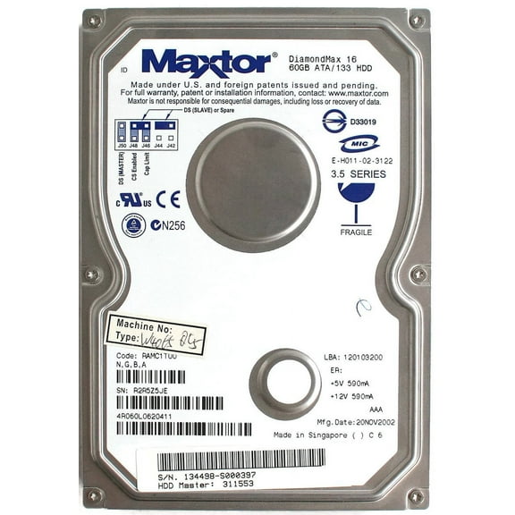 60GB MAXTOR, CODE RAMC1T00,N,G,B,A,DIAMONDMAX 16