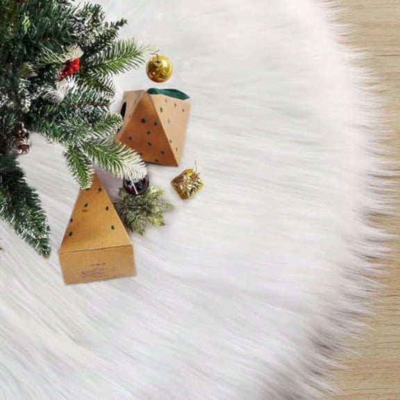 60Inch Wool Fur Christmas Tree Skirt 2024 Update Extra Large Tree Skirt Plush White Christmas Tree Skirt for Christmas New Year Holiday Xmas Home Party Decor
