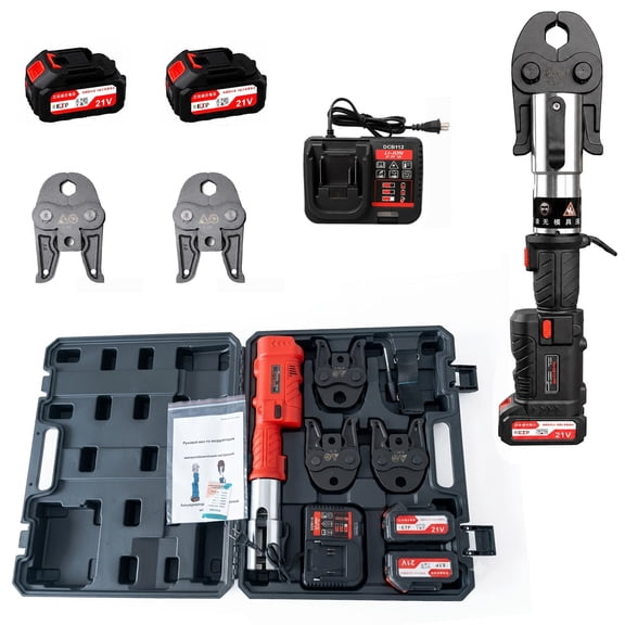 60KN Brushless Copper Pipe Press Tool Kit, 21V Electric Crimping Tool with 3 Press Jaws, ProPress Tool for Copper Pipe with Fast Charger for Pipe Installation