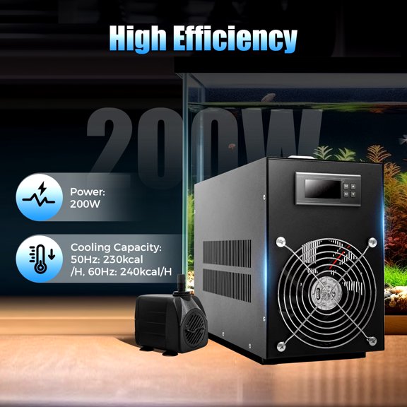 60L/15 Gal Aquarium Water Inline Chiller Cooling Machine Fish Shrimp Tank Cooler