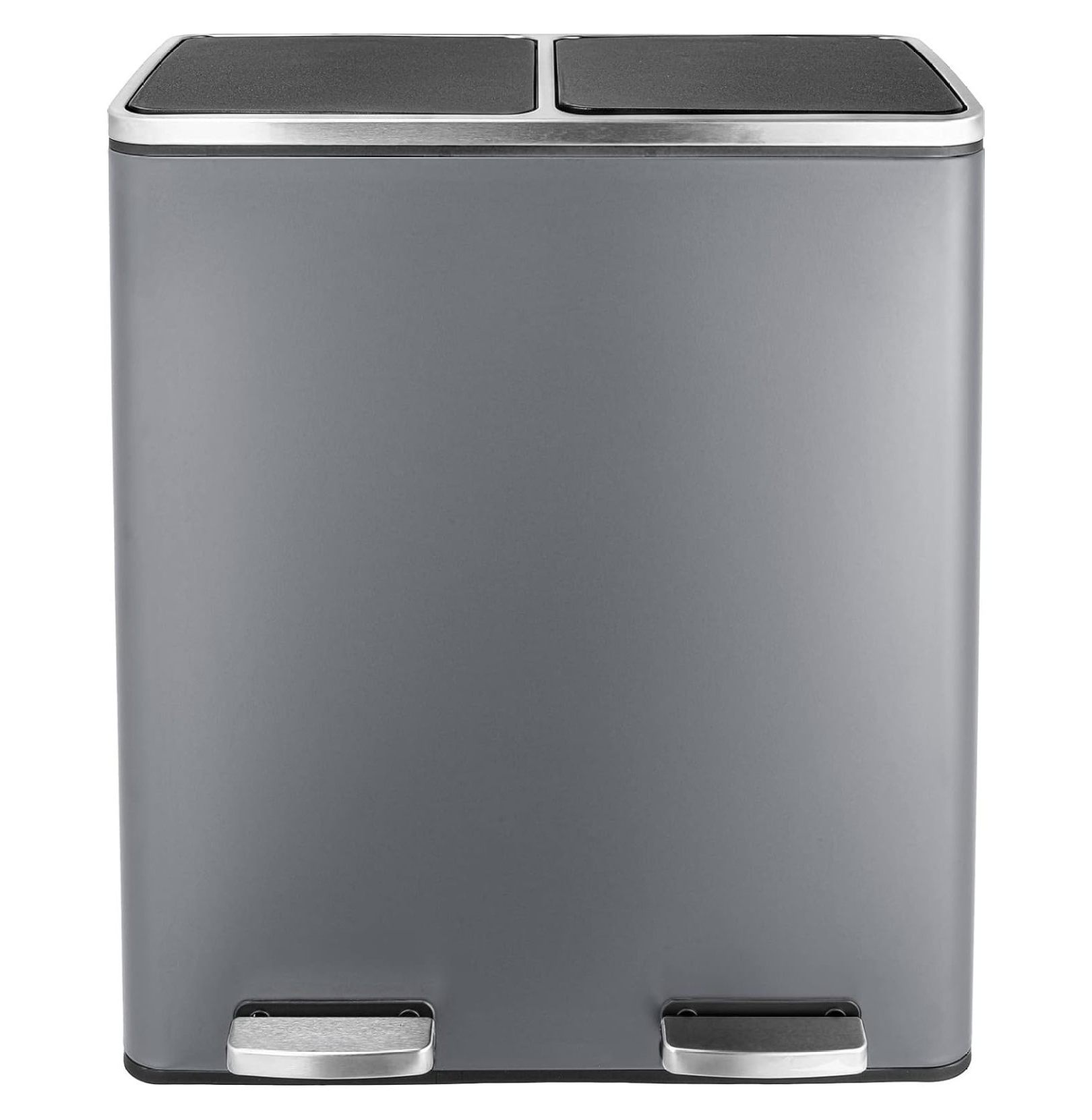 60L(16 Gal ) Dual Trash Can, Stainless Steel Kitchen Garbage Can
