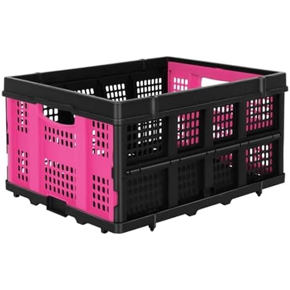 60L Collapsible Milk Crates for Storage: Stackable & Portable Basket Foldable Plastic Crates for Office, Home, Garage