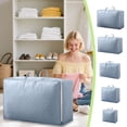 thumbnail image 1 of 60L Comforter Storage Bag, Extra Large Storage Bags for Blankets, Comforters, Bedding, Clothes, Pillows, Sheets, Closet Organizers and Storage with 2 Handles & Zipper, Foldable Breathable(Blue, M), 1 of 9