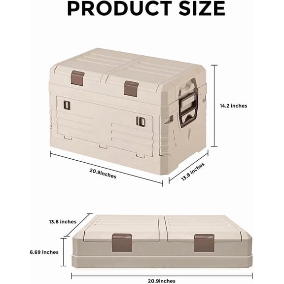 60L Foldable Storage Box with Handles, Double-Layer Stackable Bins for Camping and Daily Organization