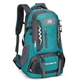 thumbnail interactive-video image 1 of 60L Waterproof Hiking Backpack with Reflective Strips & Safety Whistle, Large Capacity Multi-Pocket Nylon Rucksack for Camping Travel (Green), 1 of 11