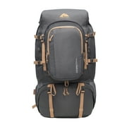 Ozark Trail 60L Adult 420D Hexagon/600D Polyester Hiking Backpack with Multiple Pockets, Tan and Gray