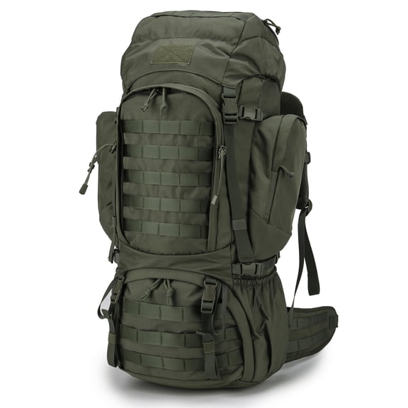 60L Internal Frame Backpack Ranger Green Hiking Camping Rucksack with Rain Cover