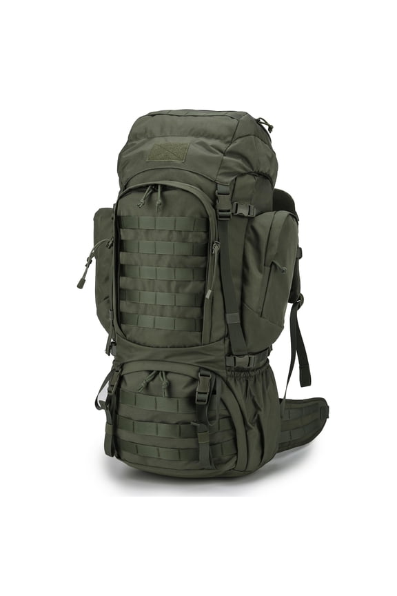 60L Internal Frame Backpack Ranger Green Hiking Camping Rucksack with Rain Cover