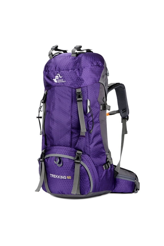 60L Large Capacity Outdoor Hiking Travel Backpack Climbing Camping Duffel Bag For Men Women, 210D Water Repellent With Rain Cover, Ideal For Trekking Sports Outdoor
