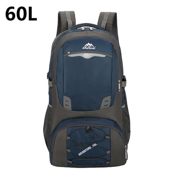 60L Nylon Waterproof Backpack - Outdoor Rucksack, Camping Hiking Bag, Travel Backpack (Dark Blue)
