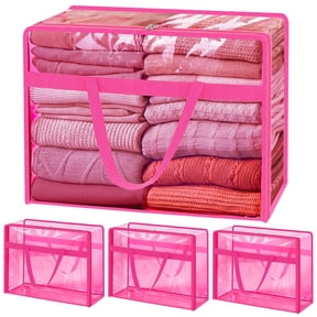 60L Plastic Vinyl Storage Bag C-Pink For Clothes Bedding Moving