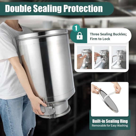 60L Stainless Steel Milk Can, 201 Mirror Polished Airtight Storage Bucket, Leakproof Portable Container for Milk Oil Rice Grain Farm Cafe
