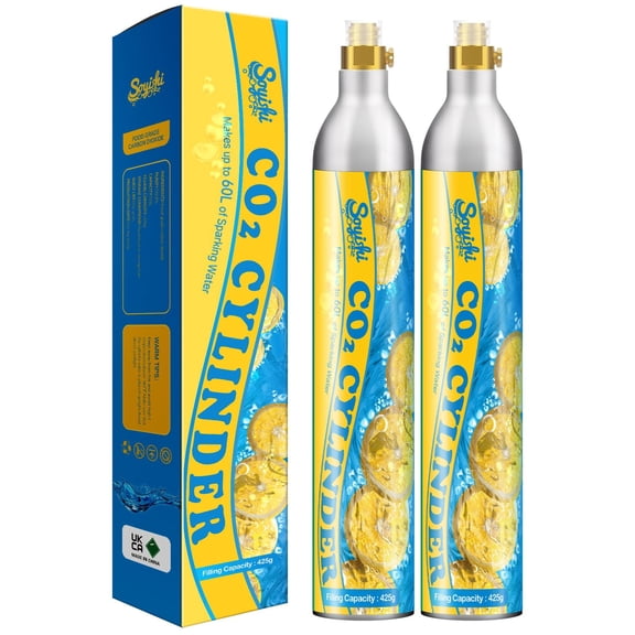 60L Threaded Co2 Cartridges Cylinder 14.5oz CO2 Canister Sparkling Water Carbonates Compatible with Soda Streaming Maker Set of 2