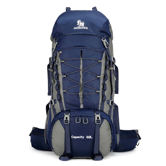 60L Hiking Camping Backpack with Inner Metal Frames,Large Rucksack with Rain Cover,WaterProof,Tactical Daypack for Men Women (DEEP BLUE)