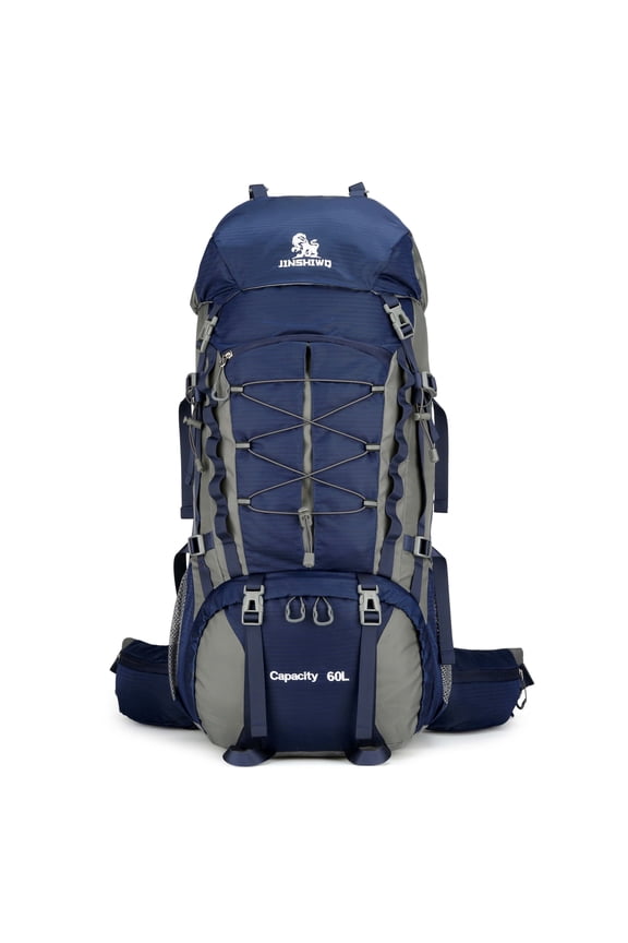 60L Hiking Camping Backpack with Inner Metal Frames,Large Rucksack with Rain Cover,WaterProof,Tactical Daypack for Men Women (DEEP BLUE)