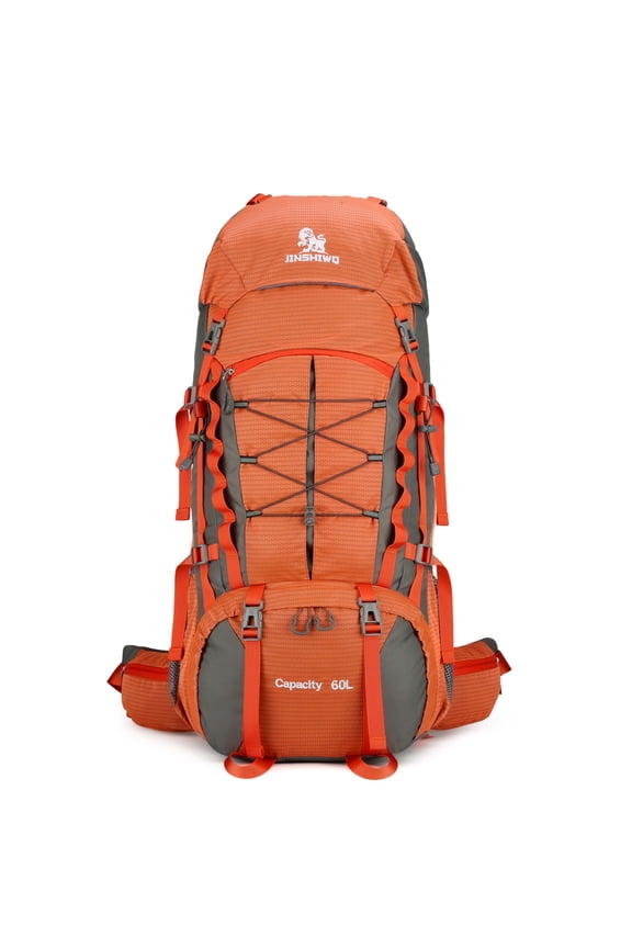 60L Hiking Camping Backpack with Inner Metal Frames,Large Rucksack with Rain Cover,WaterProof,Tactical Daypack for Men Women (ORANGE)