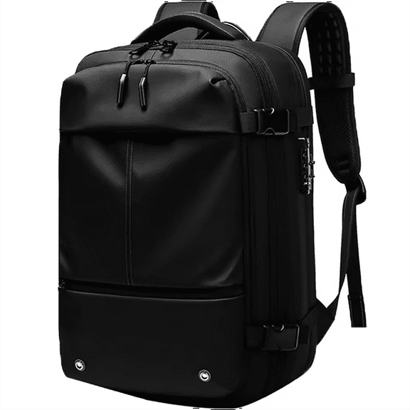 60L Travel Vacpack Backpack,Expandable Backpack with Vacuum Compression,Anti Theft Travel Waterproof Backpack Black