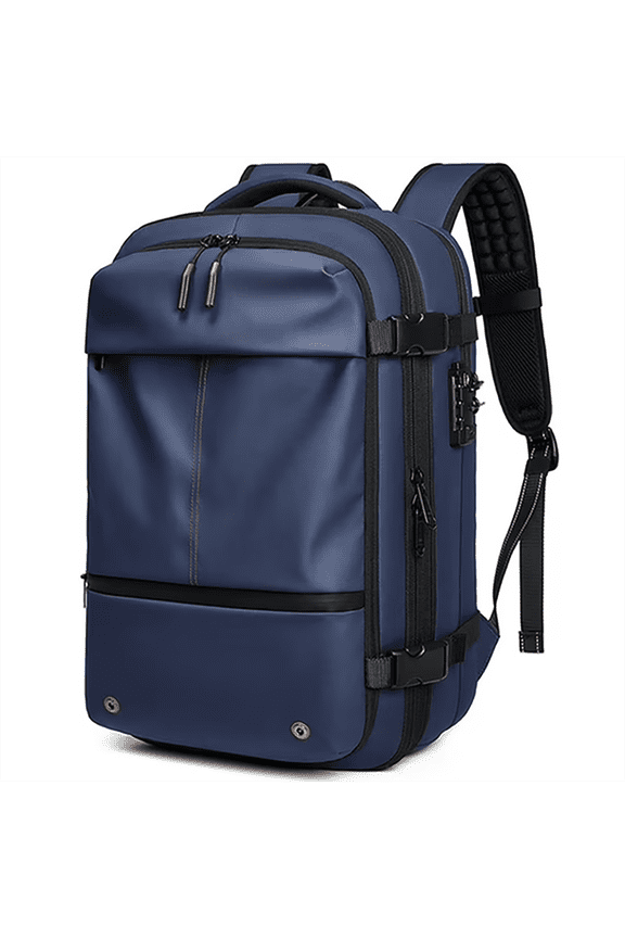 60L Travel Vacpack Backpack,Expandable Backpack with Vacuum Compression,Anti Theft Travel Waterproof Backpack Blue