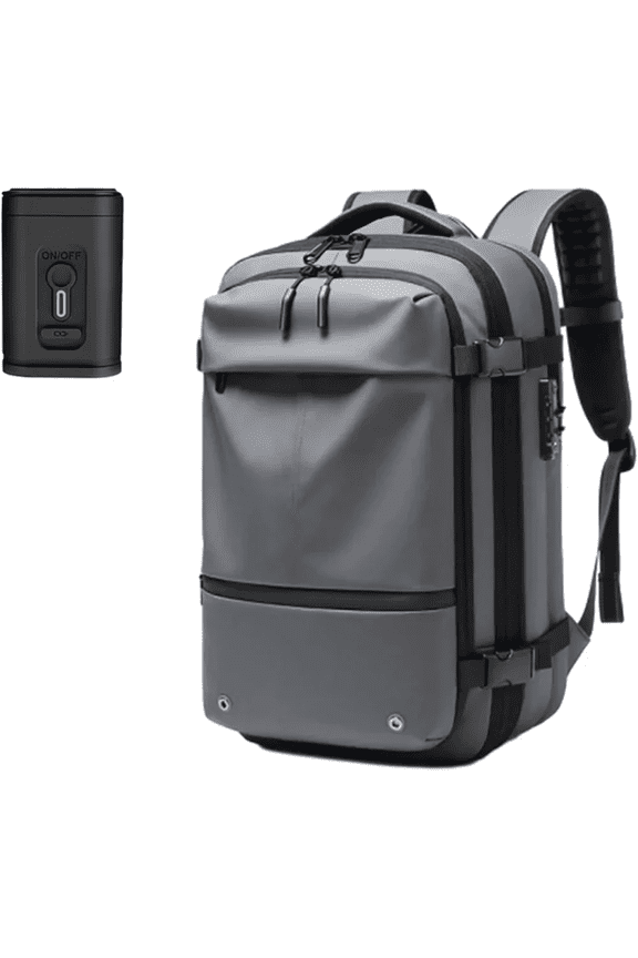 60L Travel Vacpack Backpack, Expandable Backpack with Vacuum Compression,Anti Theft Travel Waterproof Backpack Gray with Vacuum