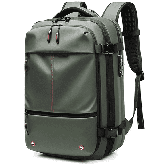 60L Travel Vacpack Backpack,Expandable Backpack with Vacuum Compression,Anti Theft Travel Waterproof Backpack Green