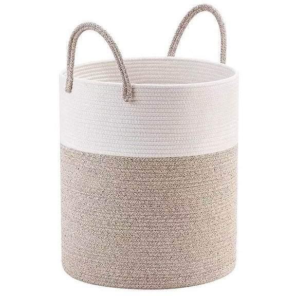 60L Woven Laundry Basket, Large Woven Cotton Rope Storage Bin for Blankets, Nursery Hamper for Clothes, Toys in Living Room,Baby Nursery,Bathroomand Bedroom