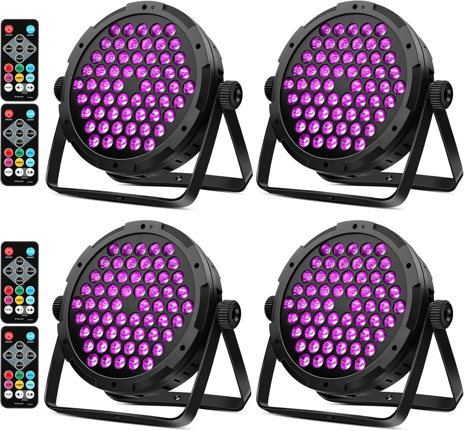60LED RGB Stage Par Lights - 90W Dimmable Sound Activated Multi Modes - Remote & DMX Control - Corded Electric - Uplights for Events Wedding Church Dance Club Home Party Stage Lighting (4Pack)