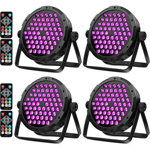 60LED RGB Stage Par Lights - 90W Dimmable Sound Activated Multi Modes - Remote & DMX Control - Corded Electric - Uplights for Events Wedding Church Dance Club Home Party Stage Lighting (4Pack)