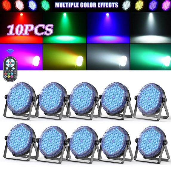 60LED Stage Par Can Light - 120W RGBW 4-in-1 LED DJ Par Light Remote DMX Control Sound Activated Auto Play for Church Wedding Party Bar Club Mobile Music Live Show Stage Lighting,10pcs
