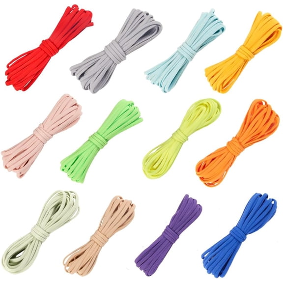 60M 12 Colors Flat Nylon Elastic Cord Garment Accessories Mixed Color 1/4 inch(5mm) 5m/color