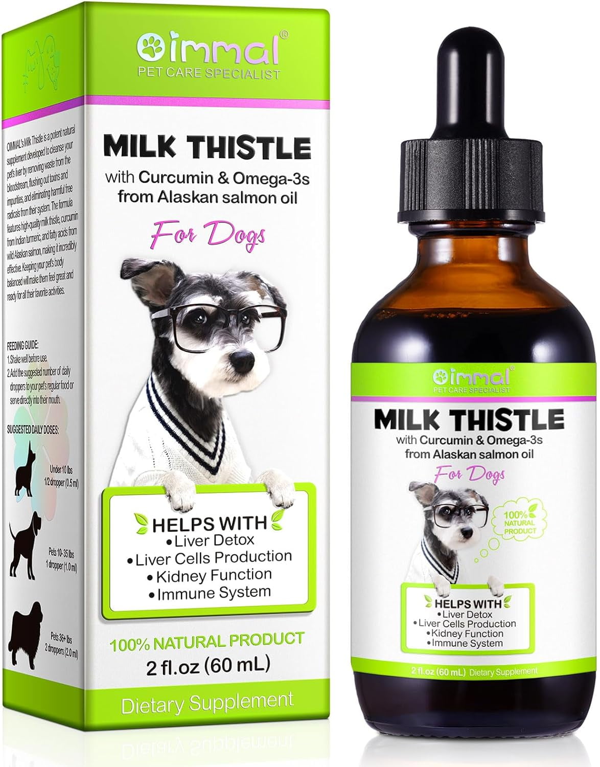 60ML Milk Thistle for Dogs, Dog Liver Support Drops Dog Milk Thistle